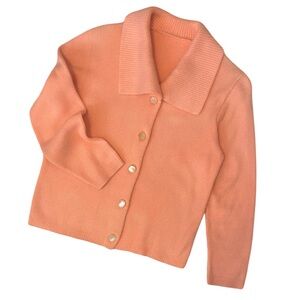 Vintage | Coral Ribbed Knit Cardigan
